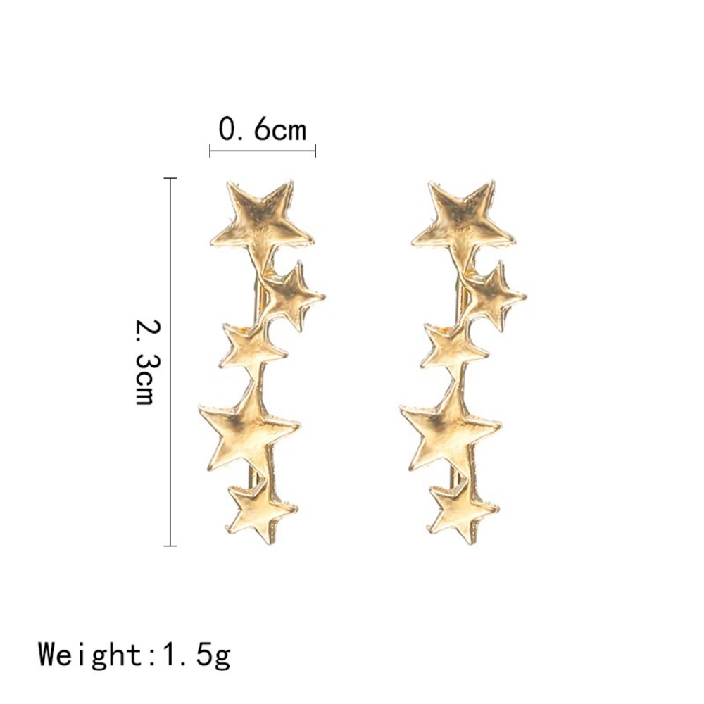 Silver and Gold Star Ear Climber Stud Earrings - Picture 5 of 5